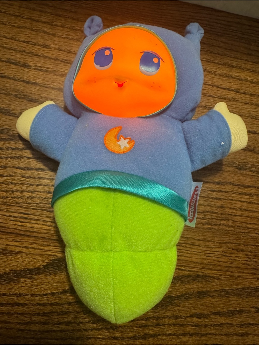 Playskool Plush Nightlight Caterpillar Toy in Purple and Lime - Soothing Glow